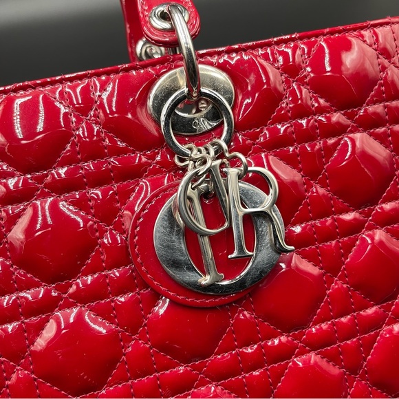 Lady Dior Red Patent Leather (Large) - Picture 12 of 16